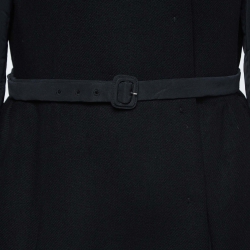 Miu Miu  Black Wool Belted Montone Scamosc Cappotto L