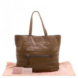 Miu Miu Brown Vitello Soft Leather Tote