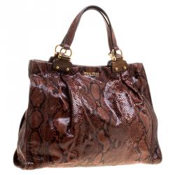 Miu Miu Brown Python Tote