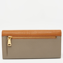 Pre Owned Miu Miu Brown/Grey Madras Leather Flap Continental Wallet