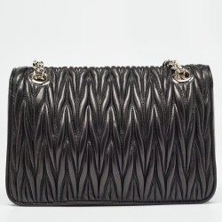 Pre Owned Miu Miu Black Matelasse Leather Club Shoulder Bag