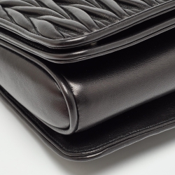 Pre Owned Miu Miu Black Matelasse Leather Club Shoulder Bag