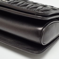 Pre Owned Miu Miu Black Matelasse Leather Club Shoulder Bag