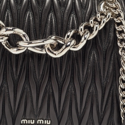 Pre Owned Miu Miu Black Matelasse Leather Club Shoulder Bag