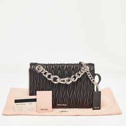 Pre Owned Miu Miu Black Matelasse Leather Club Shoulder Bag