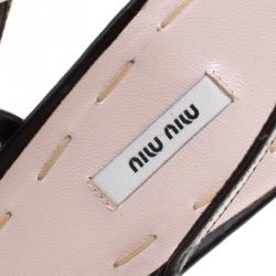 Pre Owned Miu Miu Black Lizard Leather Slingback Sandals Size 38