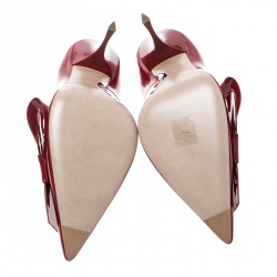 مملوكة مسبقًا Miu Miu Red Patent Leather Bow Embellished Pointed Toe Pumps Size 39