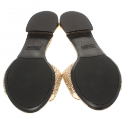 Miu Miu Metallic Gold Glitter Flat Slides Size 39
