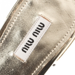 Miu Miu Metallic Gold Glitter Flat Slides Size 39
