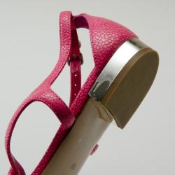 Pre Owned Miu Miu Pink Textured Leather Bow Detail Sandals Size 39