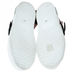 Pre Owned Miu Miu Pink Fabric And White Leather Embellished Buckle Detail Sock Sneakers Size 40