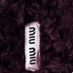 Pre Owned حذاء سلايدز ميو ميو فلات مزخرف فرو عنابي مقاس 37.5