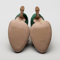 مملوكة مسبقًا Miu Miu Emerald Green Satin Pumps Size 37