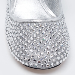 مملوكة مسبقًا Miu Miu Silver Mesh And Leather Embellished Mary Jane Pumps Size 40