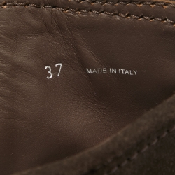 Pre Owned Miu Miu Brown Suede Mid Calf Length Moto Boots Size 37