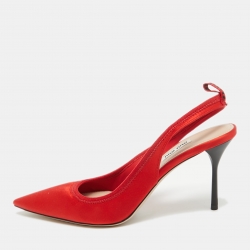 Miu Miu Red Satin Slingback Pumps Size 39.5
