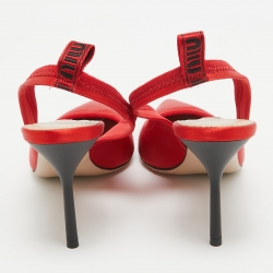 Miu Miu Red Satin Slingback Pumps Size 39.5