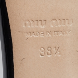 Pre Owned Miu Miu Black/White Patent Leather Ankle Strap Sandals Size 38.5