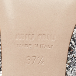 Pre Owned Miu Miu Silver Glitter Crystal Embellished Slingback Pumps Size 37.5