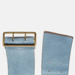 Miu Miu Light Blue Suede Adjustable Buckle Belt 80CM