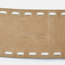 Miu Miu White Leather Round Buckle Belt 80CM