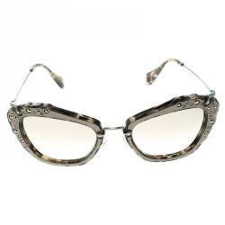 Pre Owned Miu Miu Black Glitter SMU04Q Cat Eye Sunglasses