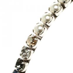 Miu Miu Multicolor Crystals Palladium Finish Metal Headband
