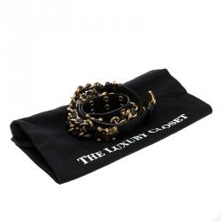 Miu Miu Black Leather Chain Link Belt 85cm