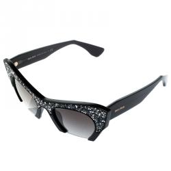 Miu Miu Crystal Embellished SMU 01Q Cut Out Sunglasses