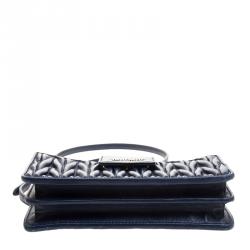 Miu Miu Navy Blue Matelasse Leather Phone Bag