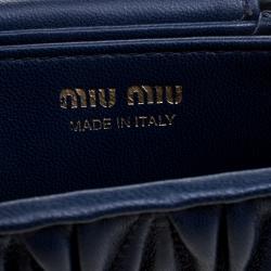 Miu Miu Navy Blue Matelasse Leather Phone Bag