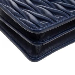 Miu Miu Navy Blue Matelasse Leather Phone Bag