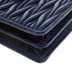Miu Miu Navy Blue Matelasse Leather Phone Bag