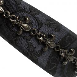 Miu Miu Navy Blue Jacquard Grifon Metal Embellished Headband