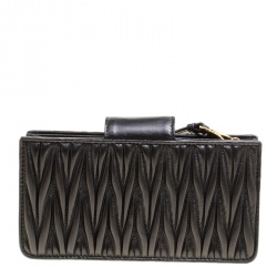 Miu Miu Black Matelasse Leather Phone Bag