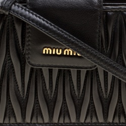 Miu Miu Black Matelasse Leather Phone Bag