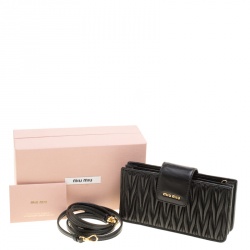 Miu Miu Black Matelasse Leather Phone Bag