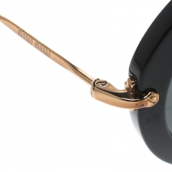 Pre Owned Miu Miu Black/Gold SMU13N Round Sunglasses
