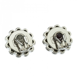 Miu Miu Blue Crystal Flower Silver Tone Clip-on Stud Earrings