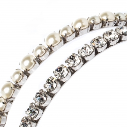 Miu Miu Classic Faux Pearl & Crystal Double Headband