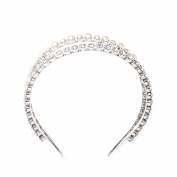 Miu Miu Classic Faux Pearl & Crystal Double Headband