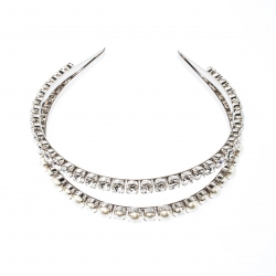 Miu Miu Classic Faux Pearl & Crystal Double Headband