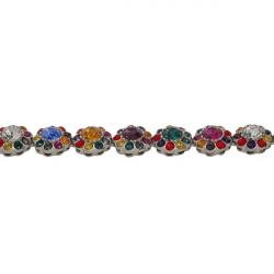 Pre Owned Miu Miu Rebels Multicolor Crystal Silver Tone Floral Bracelet