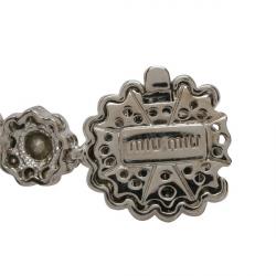 Pre Owned Miu Miu Rebels Multicolor Crystal Silver Tone Floral Bracelet