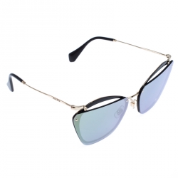 Pre Owned نظارة شمسية ميو ميو إطار SMU 54T عاكسة ذهبية/ سوداء