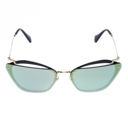 Pre Owned نظارة شمسية ميو ميو إطار SMU 54T عاكسة ذهبية/ سوداء