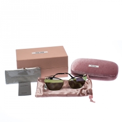 Pre Owned نظارة شمسية ميو ميو إطار SMU 54T عاكسة ذهبية/ سوداء