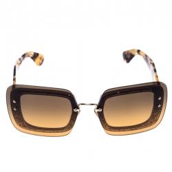 مملوكة مسبقًا نظارة شمسية ميو ميو غراديانت SMU01R مربعة صدف تورتواز غليتر و بني رصاصي 