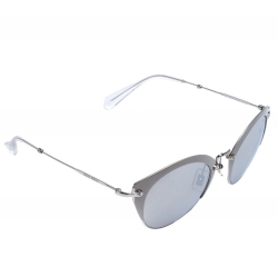 Miu Miu Matte Grey/ Silver Mirrored SMU53R Cat Eye Sunglasses 
