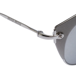 Miu Miu Matte Grey/ Silver Mirrored SMU53R Cat Eye Sunglasses 
